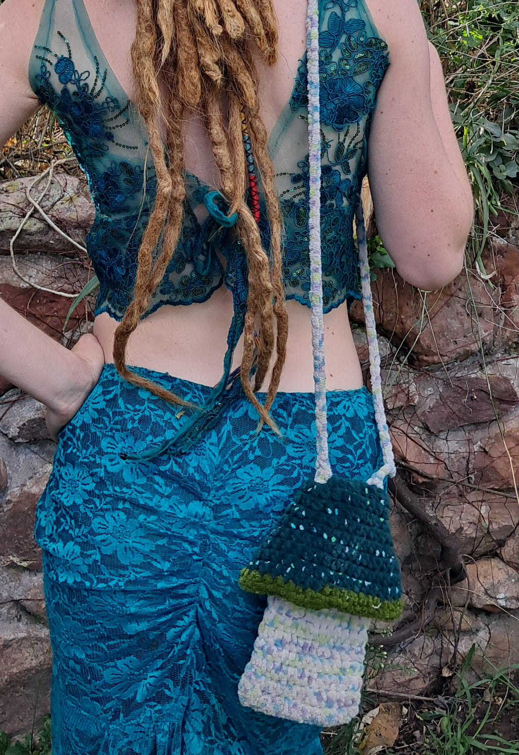 Mushroom Velvet Crochet Bag