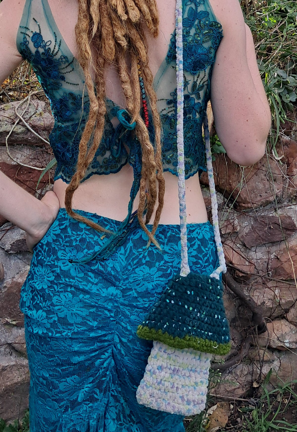Mushroom Velvet Crochet Bag