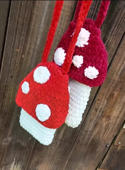 Mushroom Velvet Crochet Bag