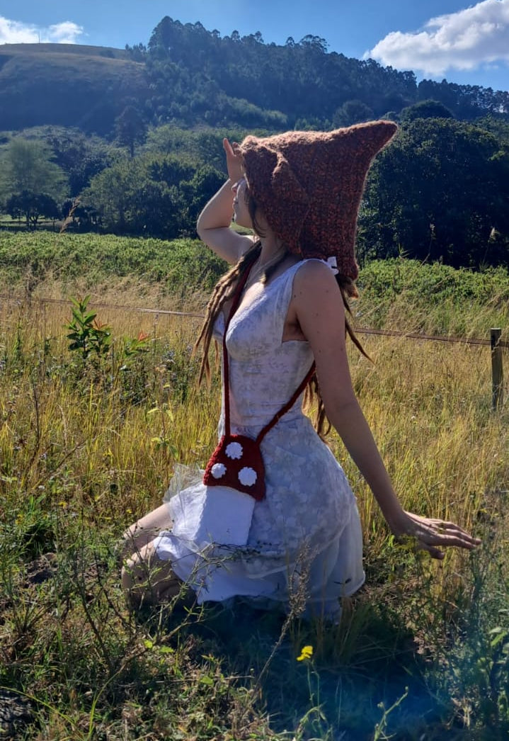 Mushroom Velvet Crochet Bag